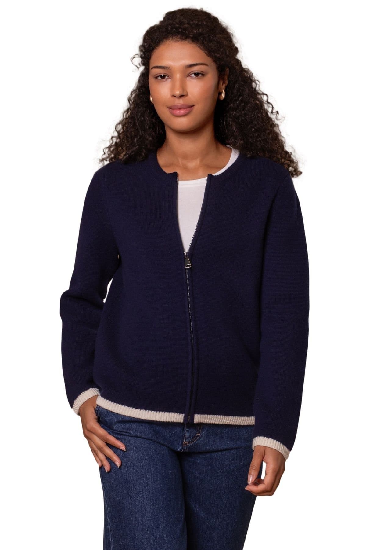 Celtic & Co Celtic & Co Navy Zip Through Knitted Jacket