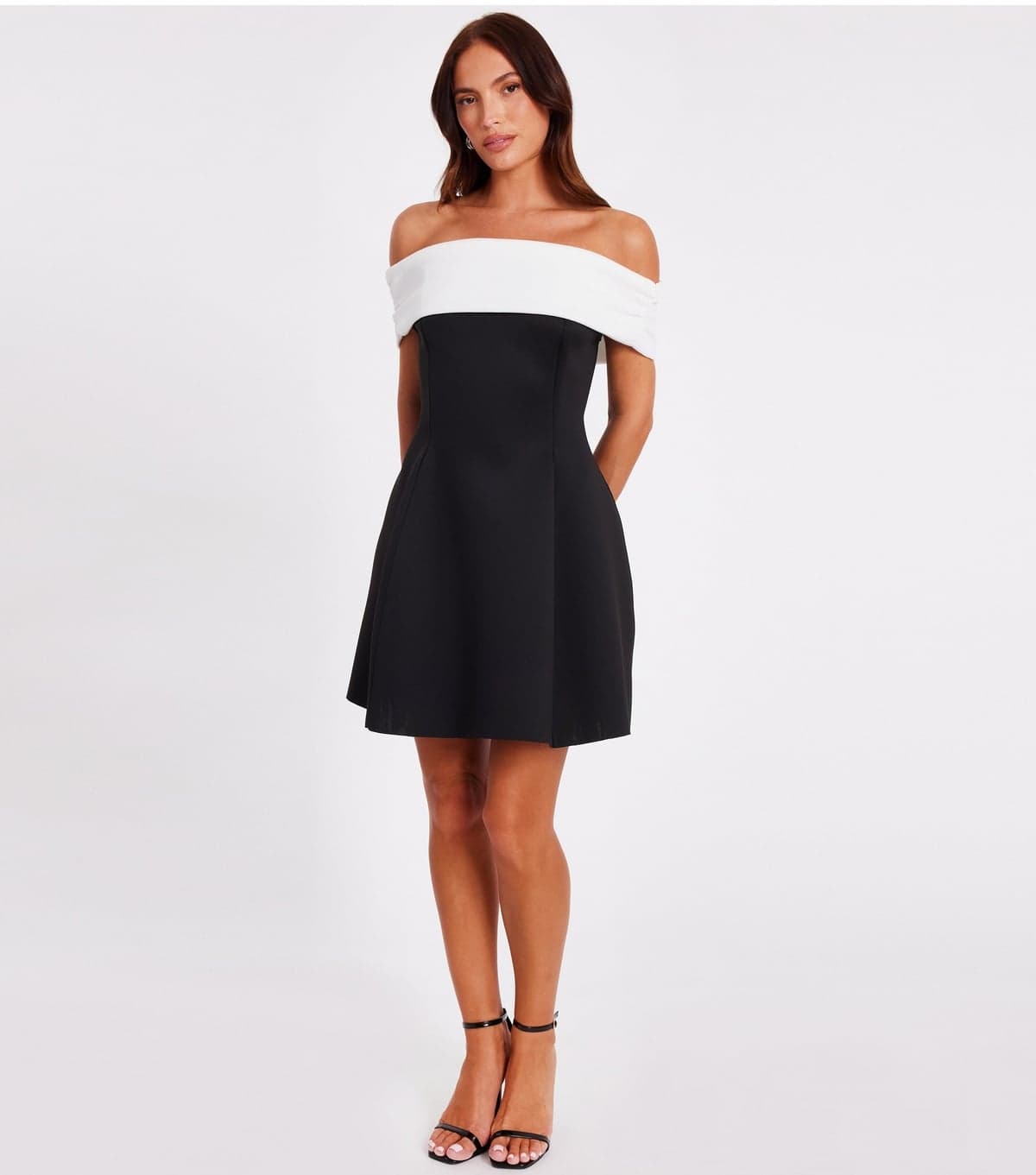 Quiz Women's Black Bardot Mini Skater Dress Quiz New Look