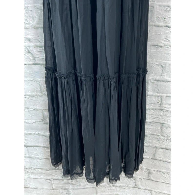 River Island River Island Black Maxi Dress Chiffon Size 6 Chelsea Girl Strappy Tiered Sheer