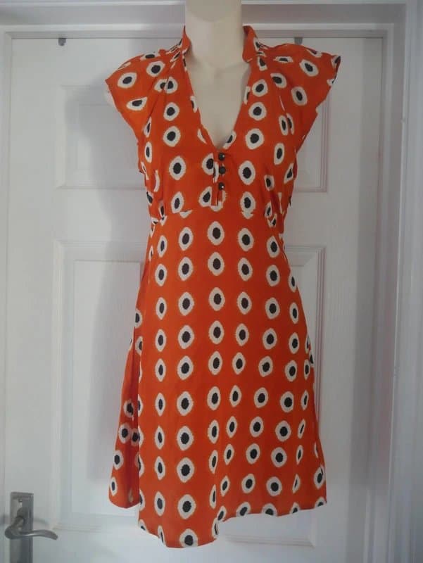 Carbon Carbon Dress Ladies Size 10 Multicoloured Swirl Animal Summer Holiday Tea Dress
