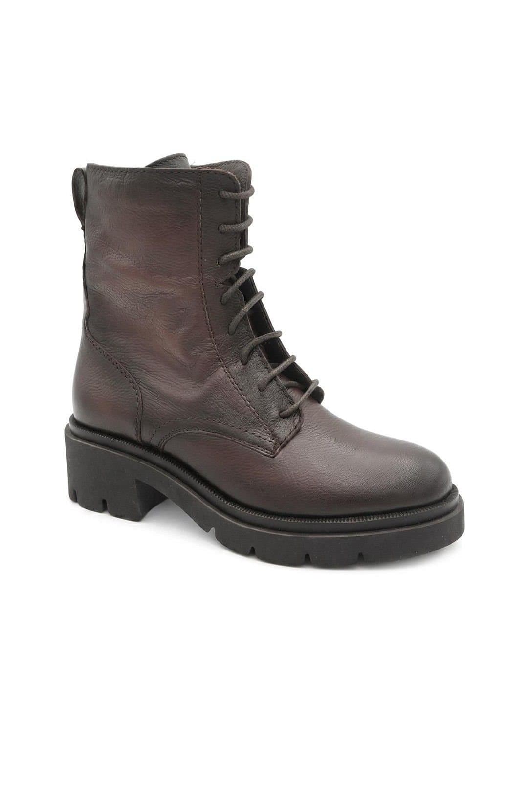 Jones Bootmaker Jones Bootmaker Women's Nora Leather Lace Up Boots in Brown