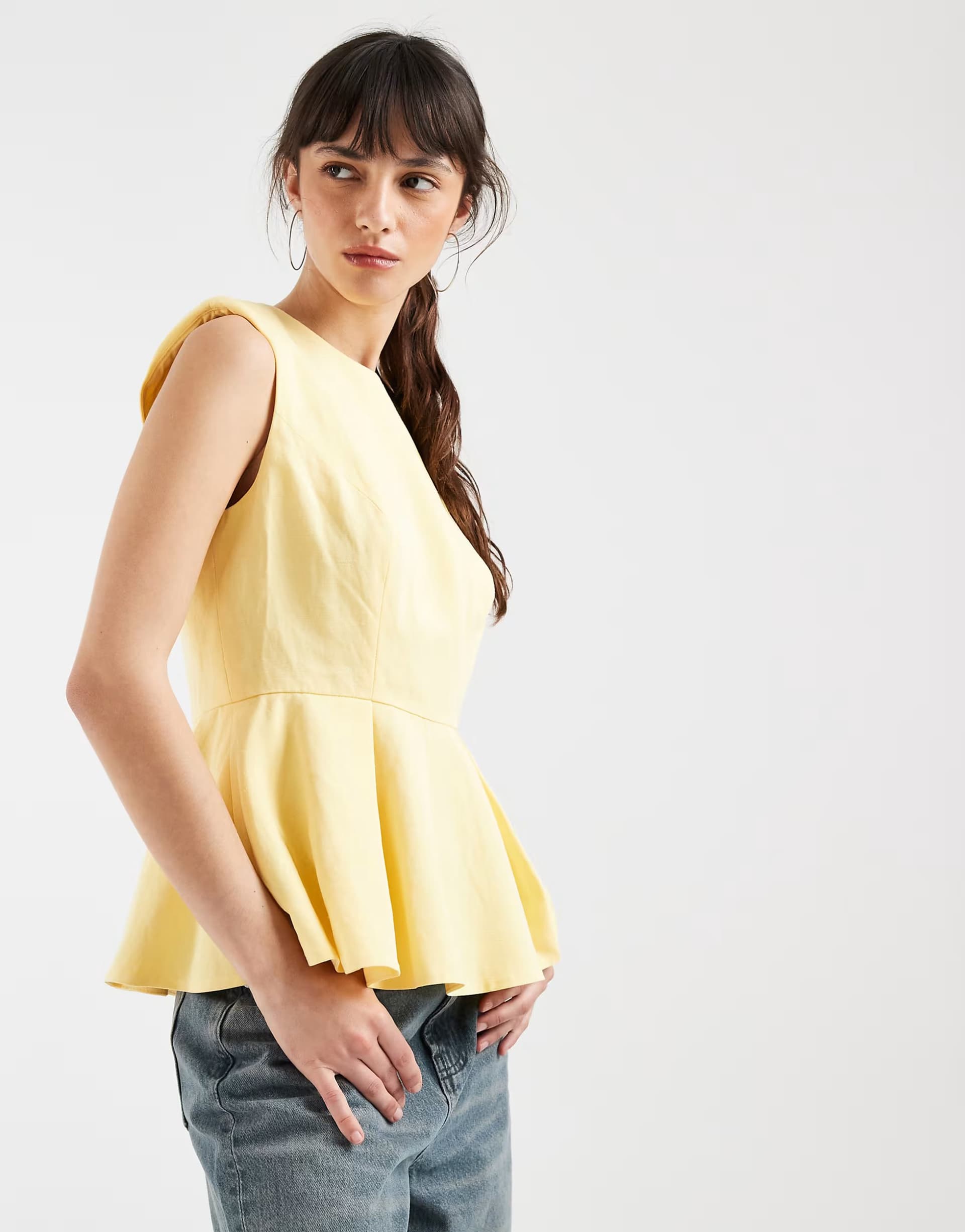 ASOS ASOS DESIGN tailored peplum shell top in pastel yellow