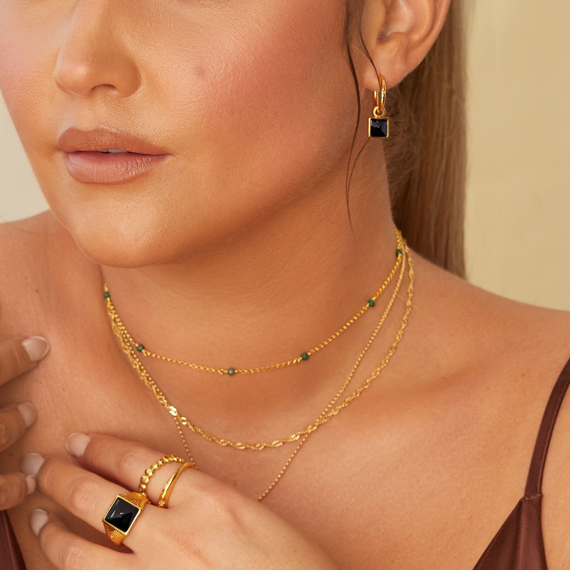 Hot Diamonds Hot Diamonds Women's HD X Golden Edit Black Onyx Earrings in Silver - 2