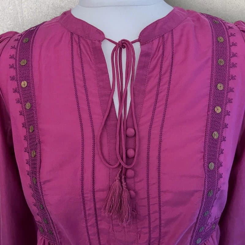 Monsoon Monsoon Womens Magenta Silk Blend Tunic Top Boho, Hippy Festival UK 10