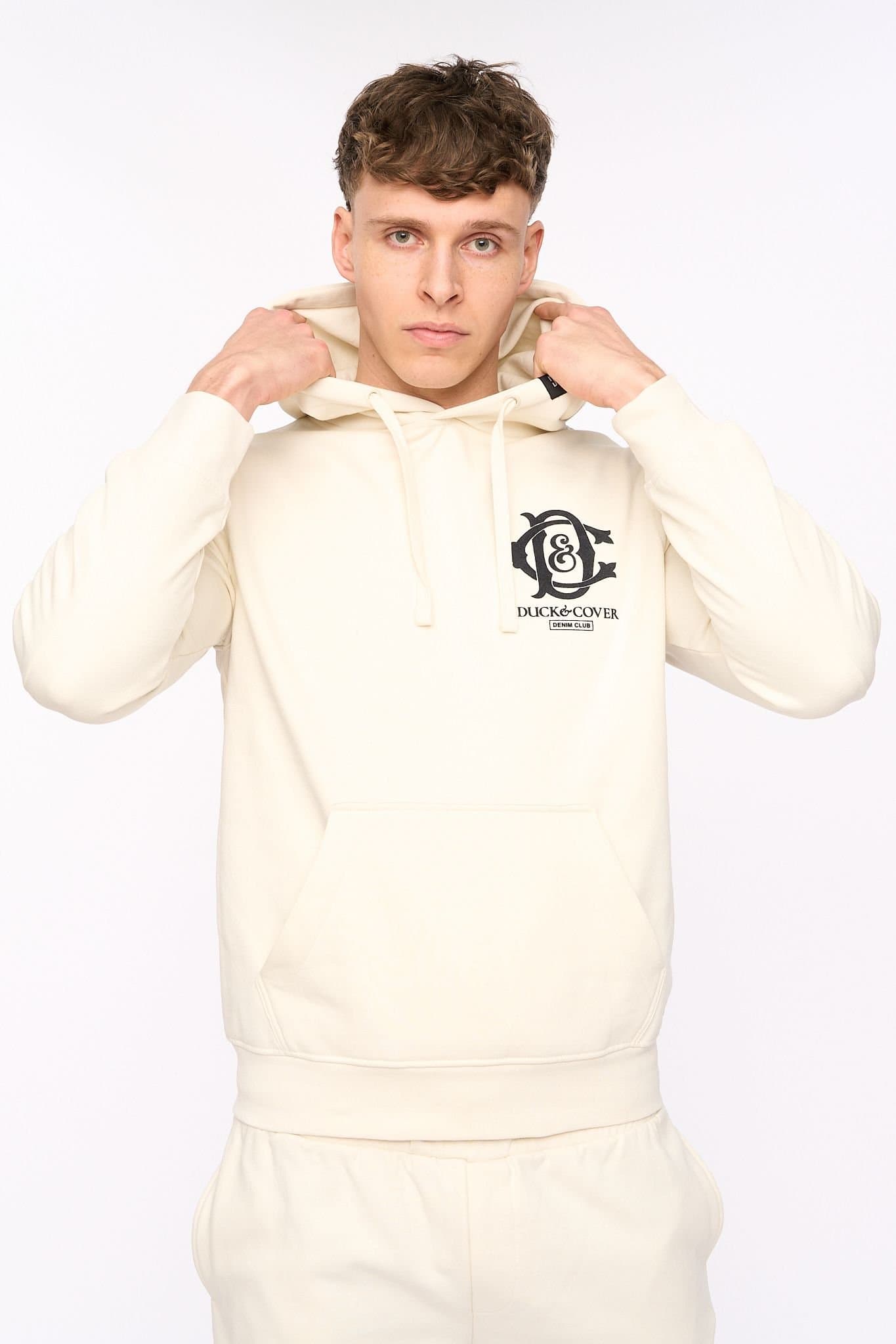 Duck and Cover Duck and Cover Men's Randolph Functional Hooded Sweatshirt with Pocket in Light Stone