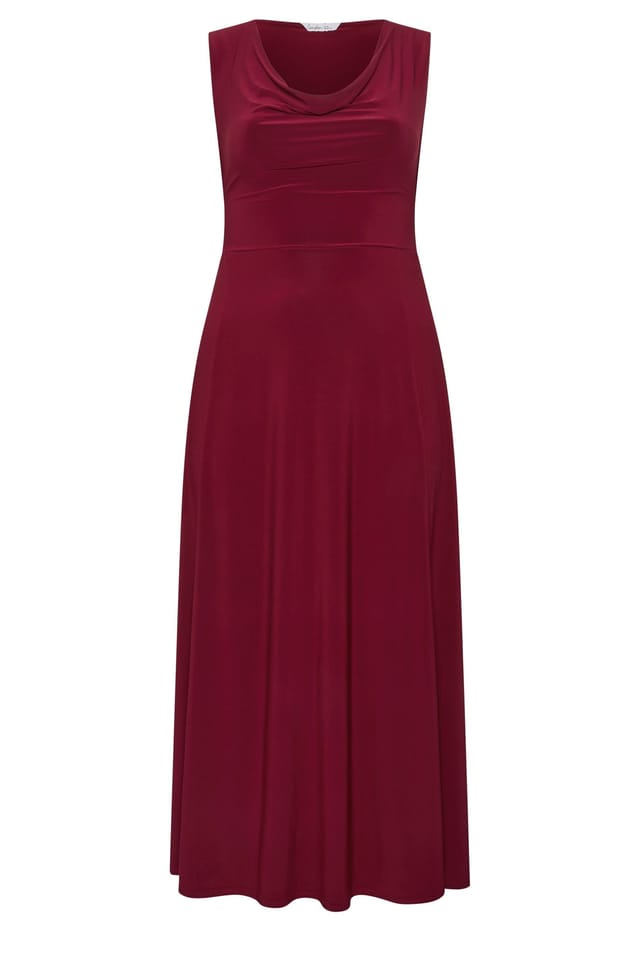 Yours Yours Women's Drape Front Midi Dress in Wine - 2