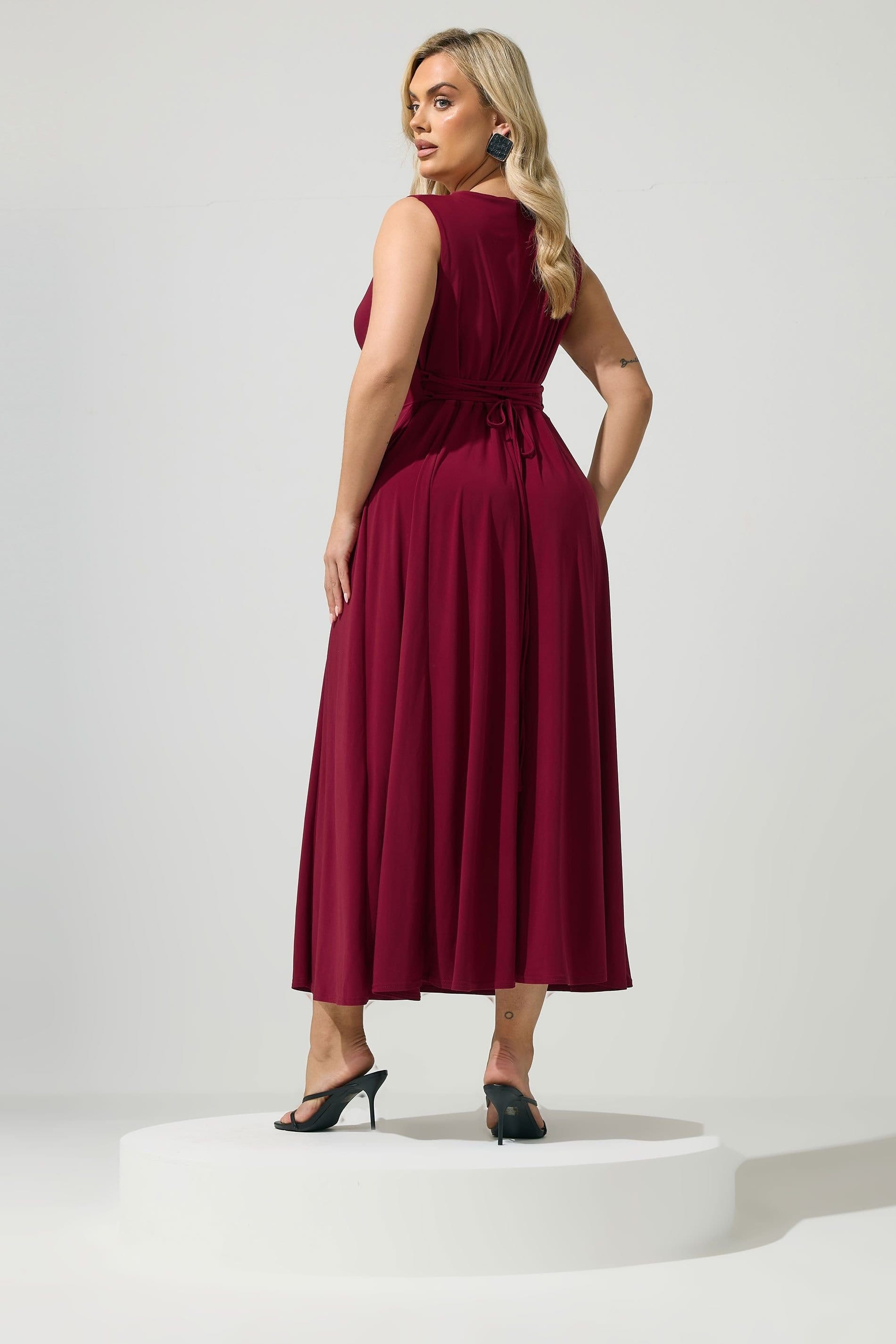 Yours Yours Women's Drape Front Midi Dress in Wine - 4