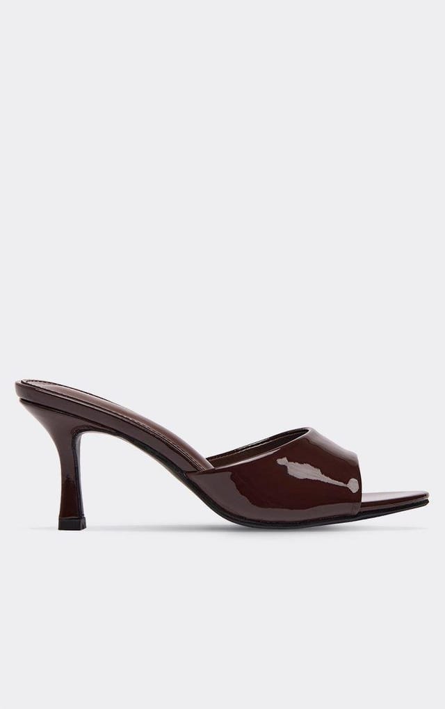 EGO Izzie Peep Toe Heeled Mule In Brown Patent, Women's Size UK 3 - 2