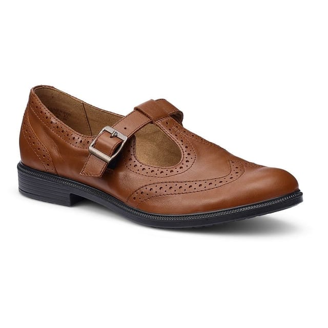 Hotter Hotter Women's Wide Fit 'Lumen' T-Bar Shoes in Tan - 2