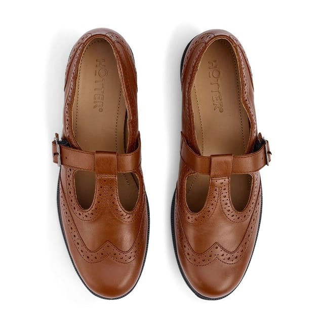 Hotter Hotter Women's Wide Fit 'Lumen' T-Bar Shoes in Tan - 3