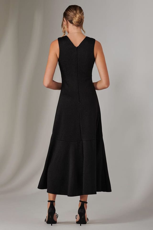 Jolie Moi Jolie Moi Women's Wrap Frill Hem Maxi Dress in Black - 2