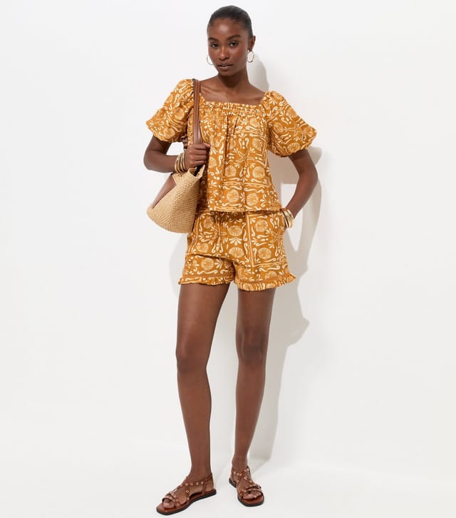 New Look Women's Orange Shell Pattern Print Square Neck Blouse New Look - 3