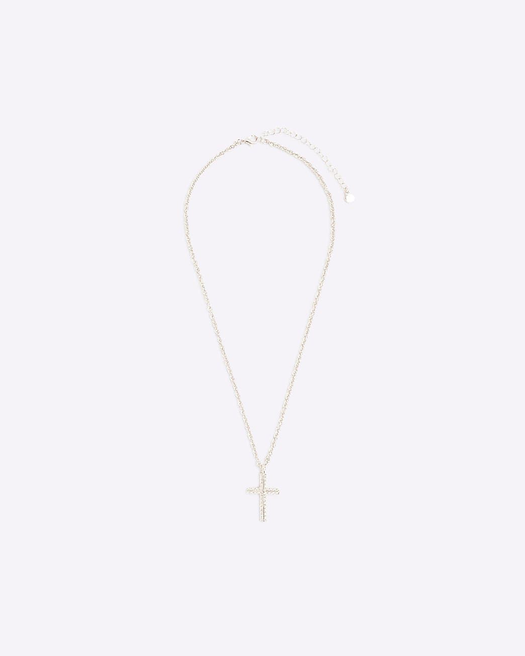 River Island Mens River Island Silver Cross Pendant Necklace