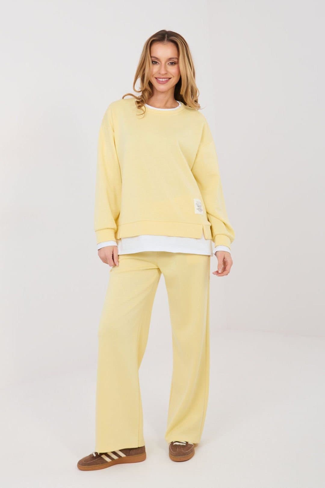 Love Lace Love Lace Women's Minimalist Casual Tracksuit Set with Patch in Yellow