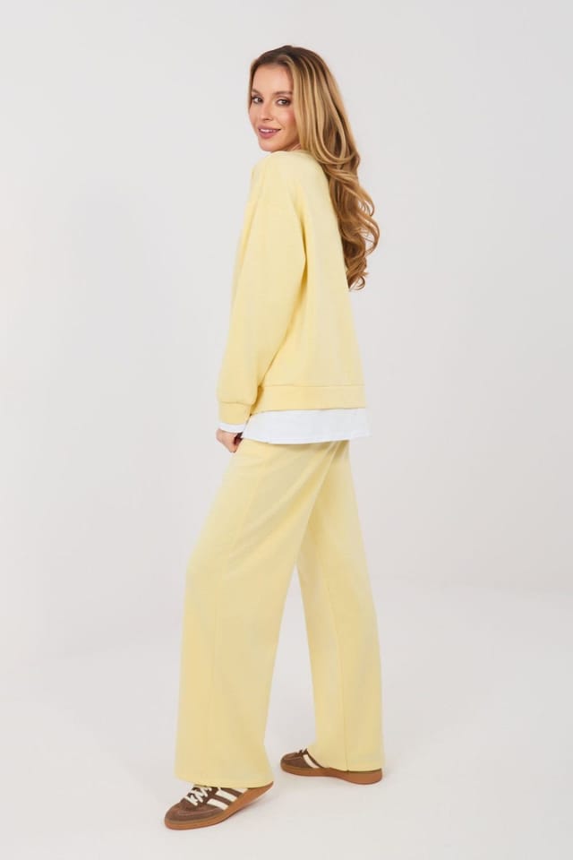 Love Lace Love Lace Women's Minimalist Casual Tracksuit Set with Patch in Yellow - 2