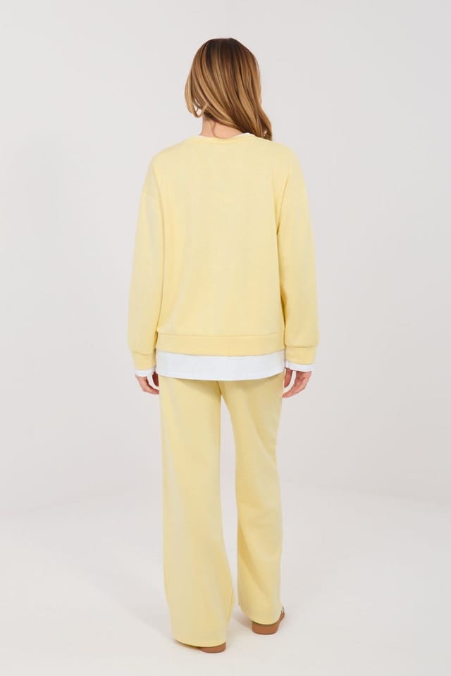 Love Lace Love Lace Women's Minimalist Casual Tracksuit Set with Patch in Yellow - 3