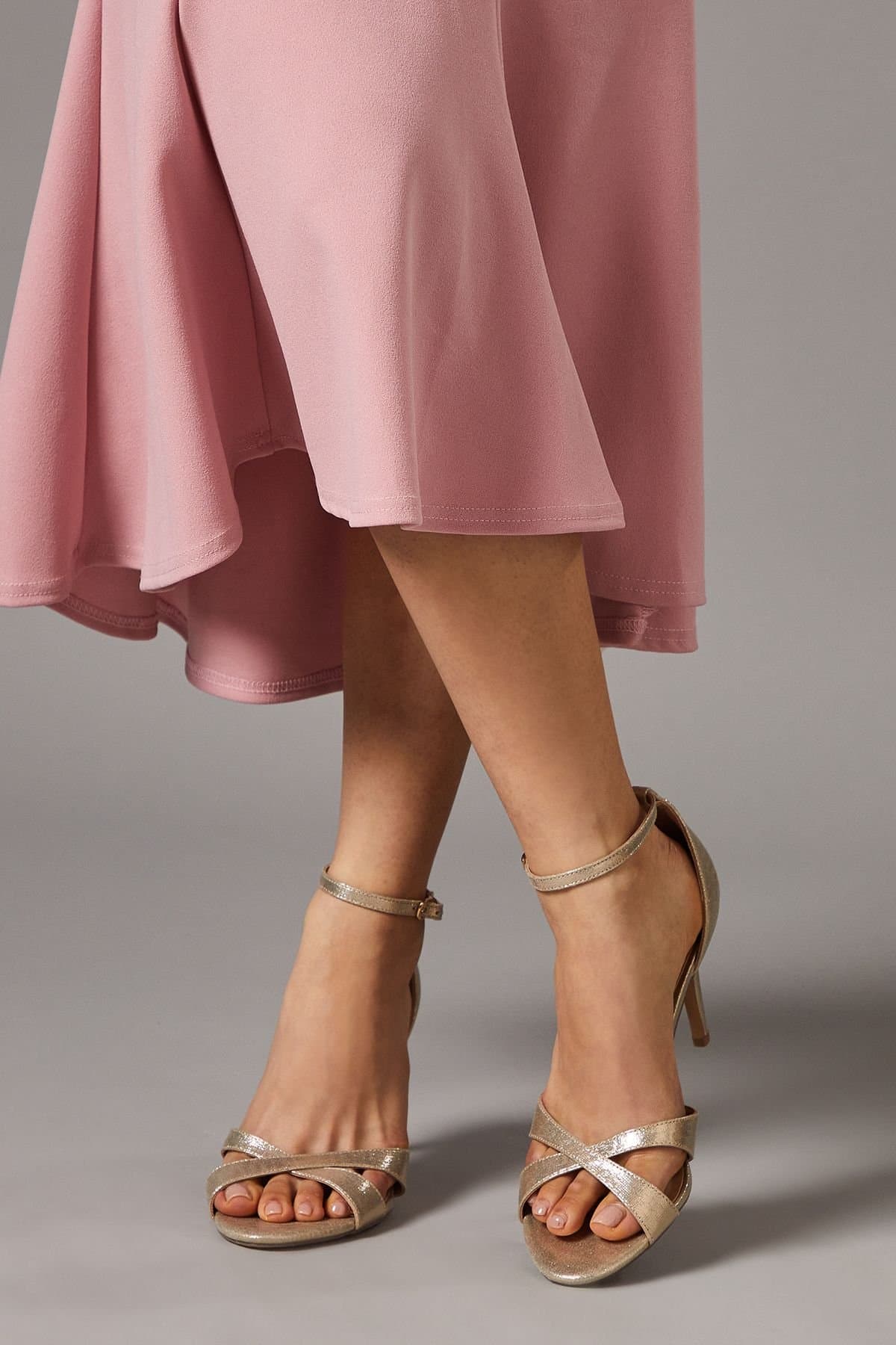 Coast Coast Gold Metallic Cross Strap High Stiletto Sandals