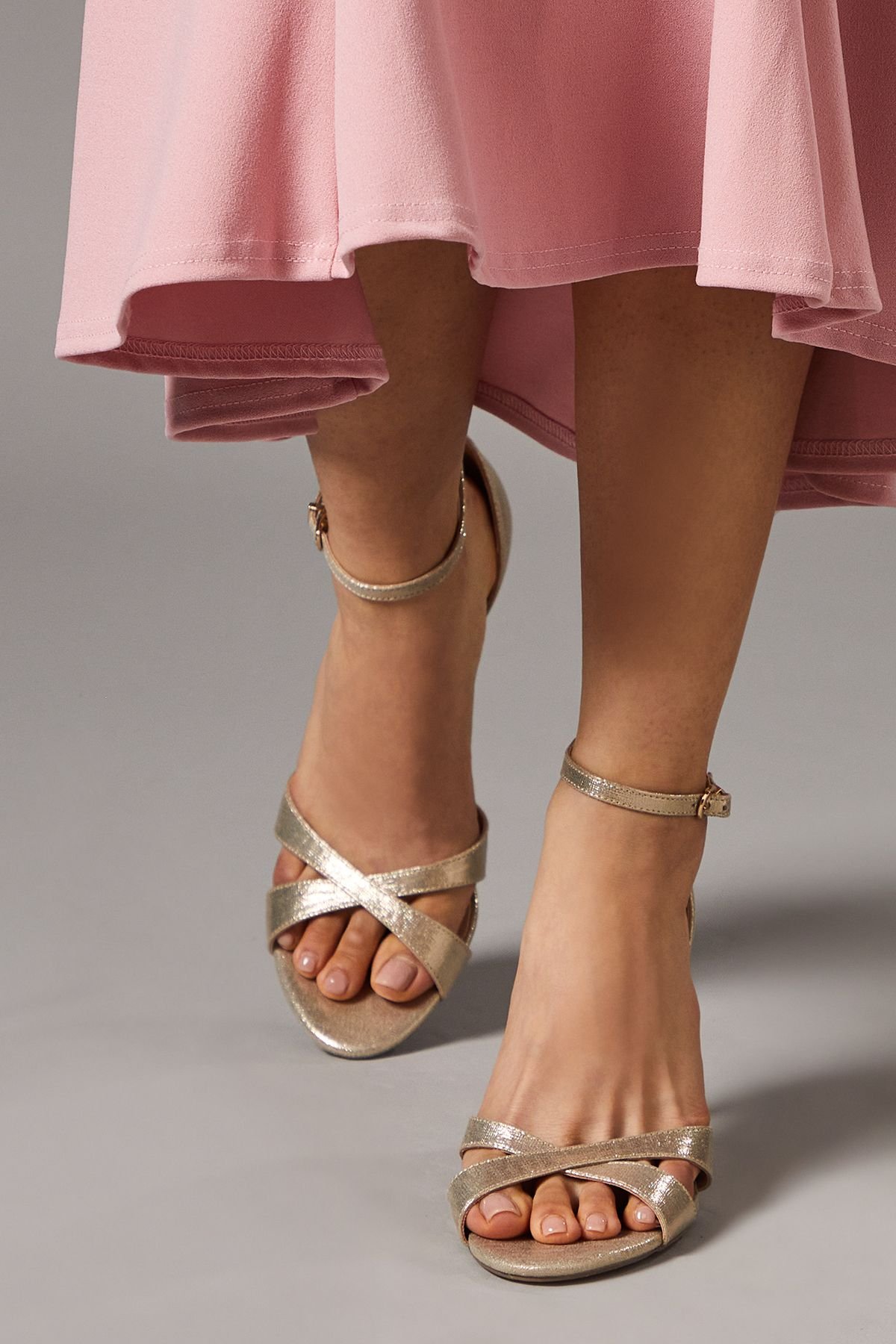 Coast Coast Women's Cadenza Metallic Textile Cross Strap High Stiletto Heel Sandals in Gold - 2