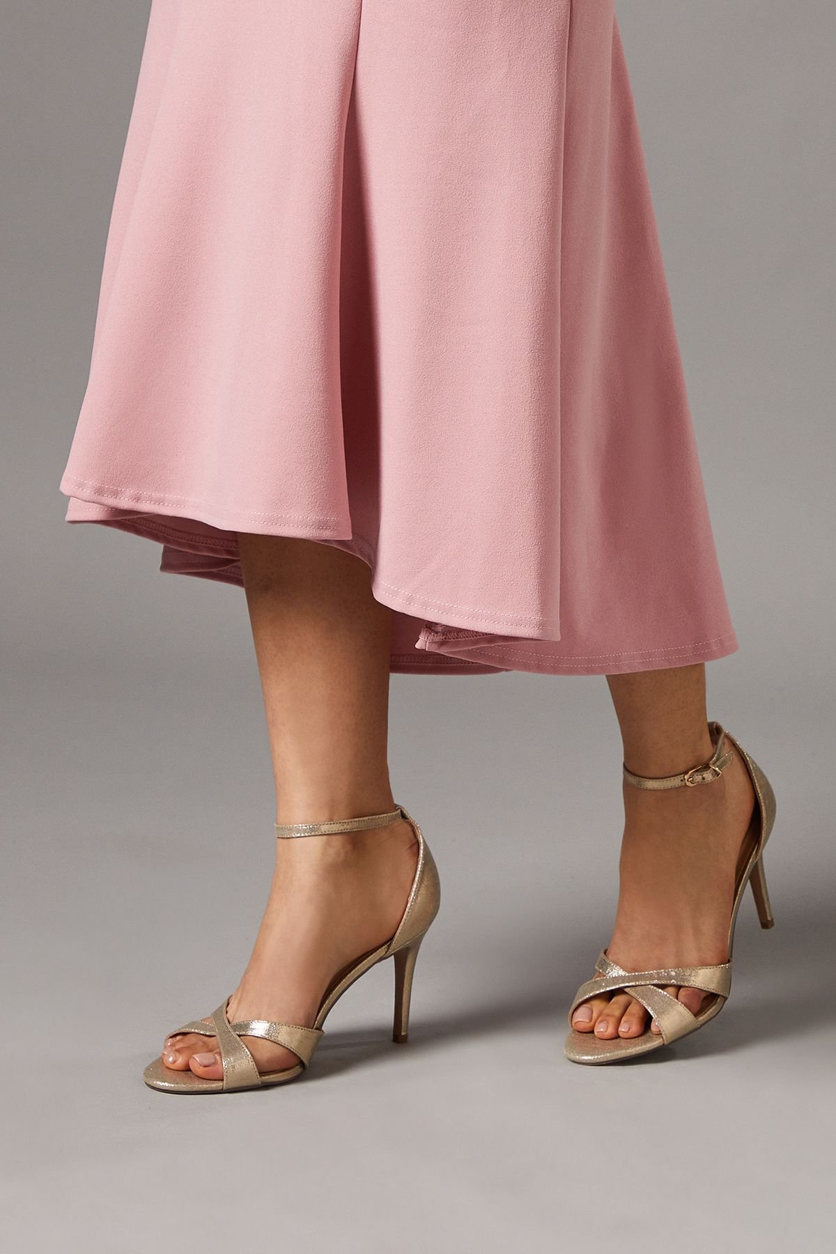 Coast Coast Women's Cadenza Metallic Textile Cross Strap High Stiletto Heel Sandals in Gold - 3