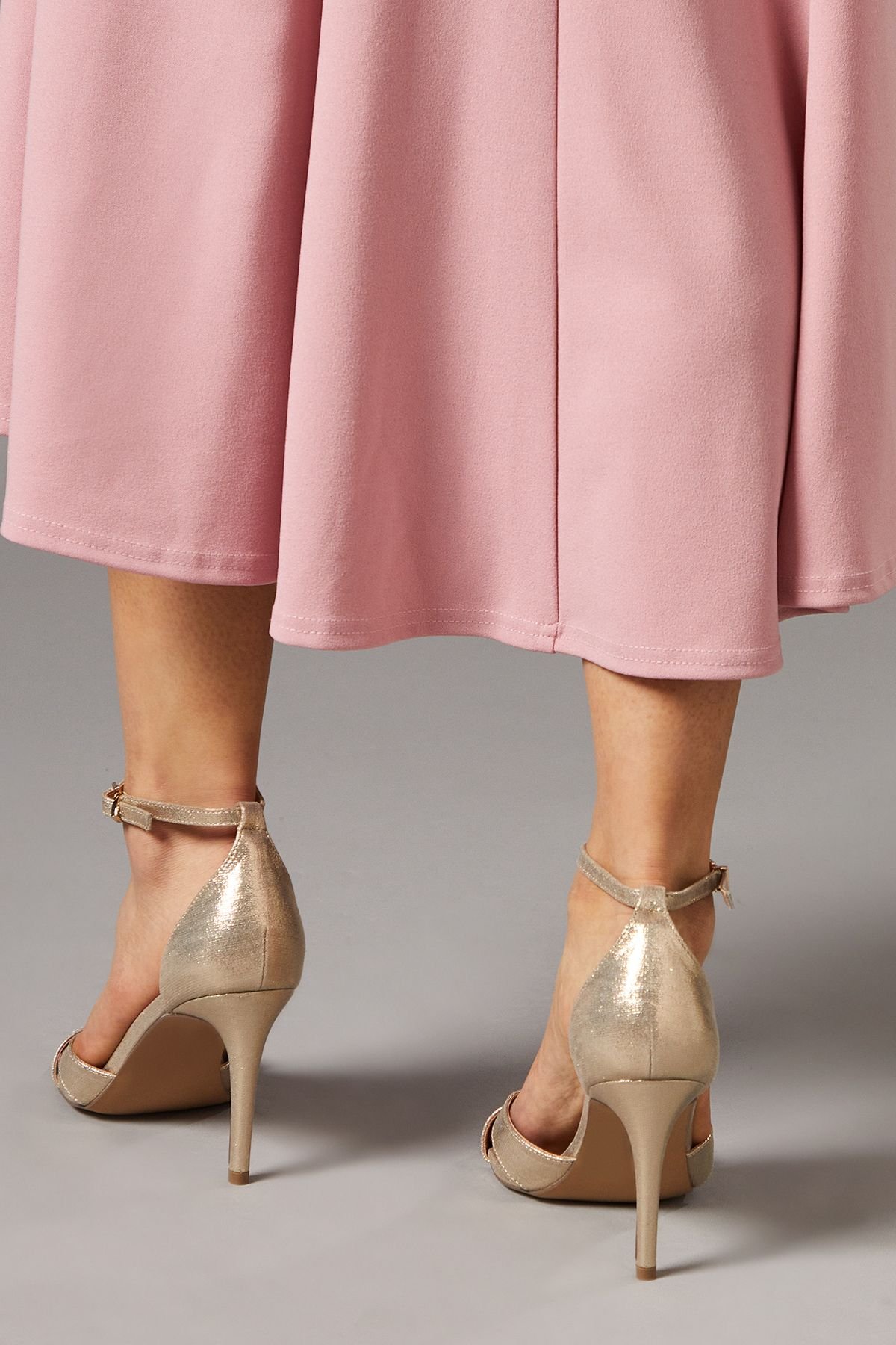 Coast Coast Women's Cadenza Metallic Textile Cross Strap High Stiletto Heel Sandals in Gold - 4