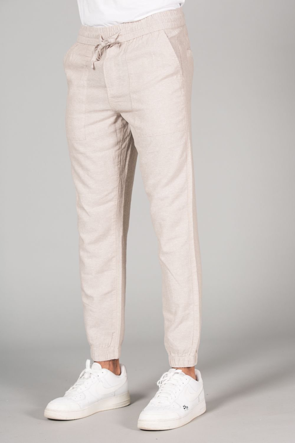 Tokyo Laundry Tokyo Laundry Men's Linen Blend Classic Fit Trousers in Beige - 4