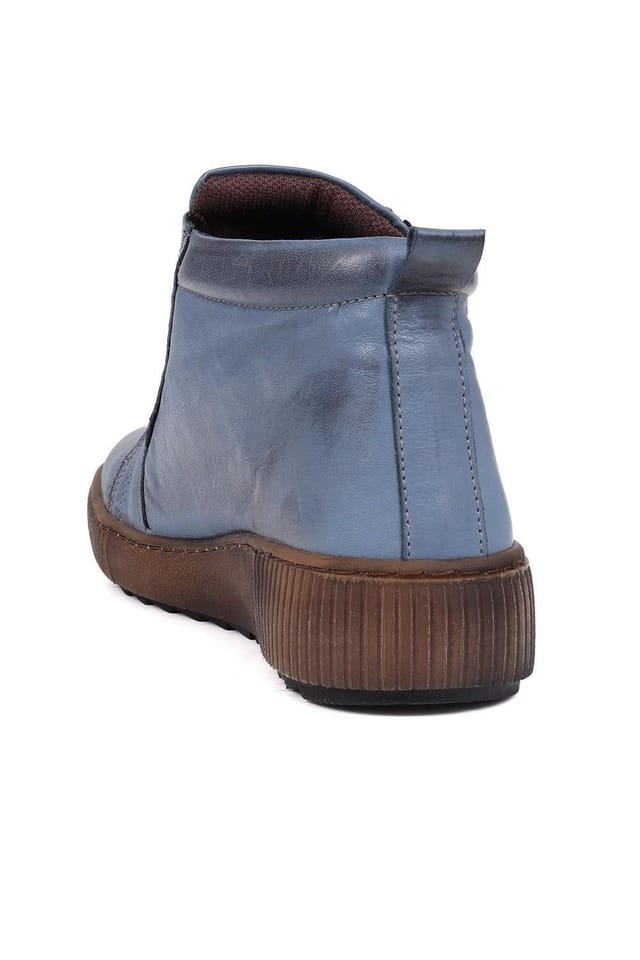 Pavers Pavers Women's Leather Lace-Up Boots in Blue - 3
