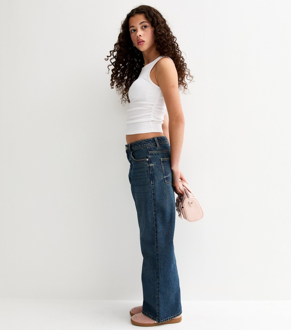 New Look Girls' White Ruched Side Racer Vest Top New Look - 3