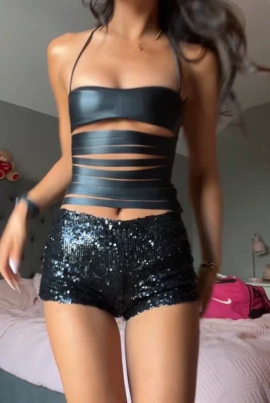Bershka Black bershka sequin mini shorts