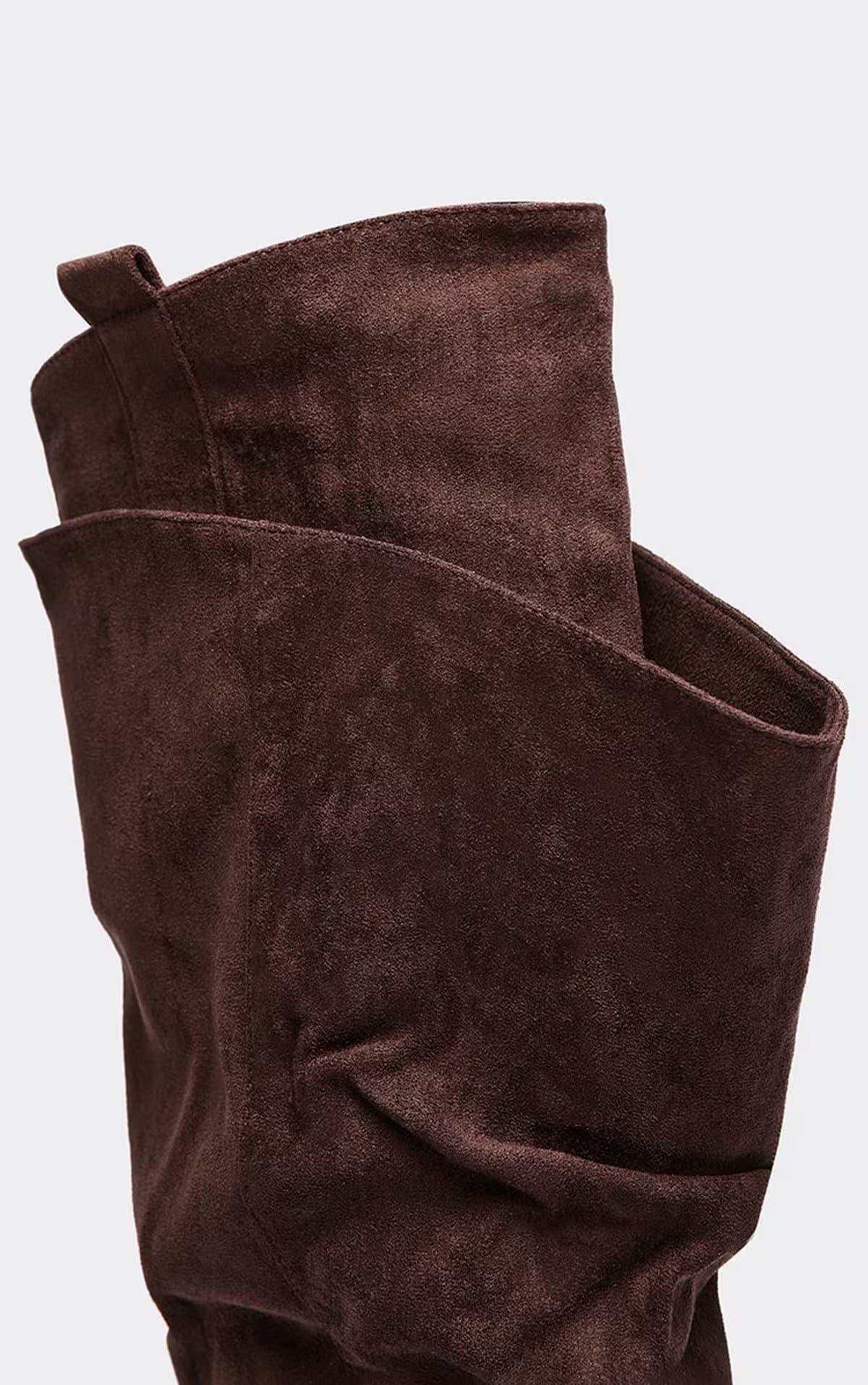 EGO Sloane Layered Knee High Biker Boot In Brown Faux Suede, Women's Size UK 3
