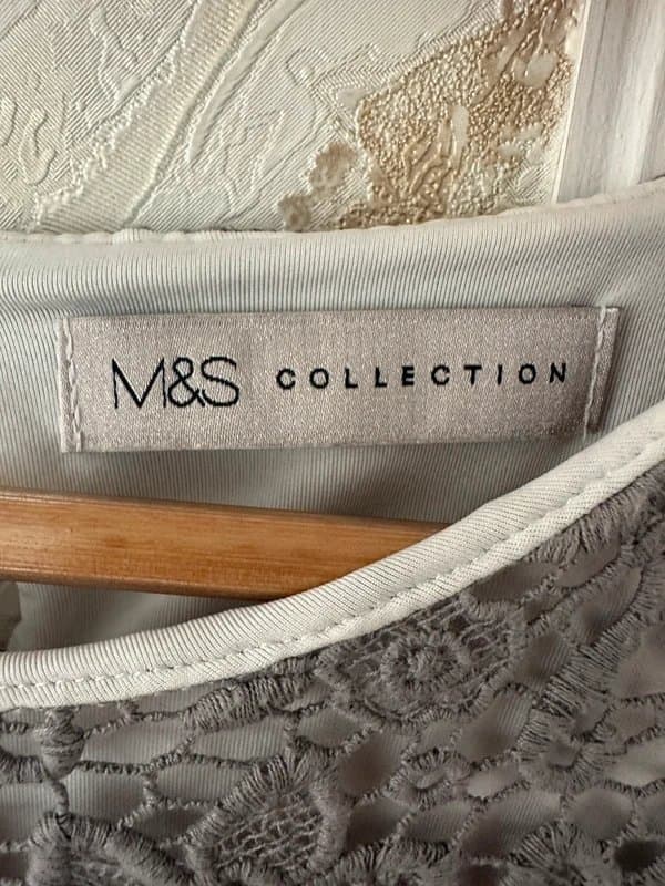 Marks & Spencer Marks & spencer soft grey floral lace short sleeve top size 12 cottagecore occassion wear