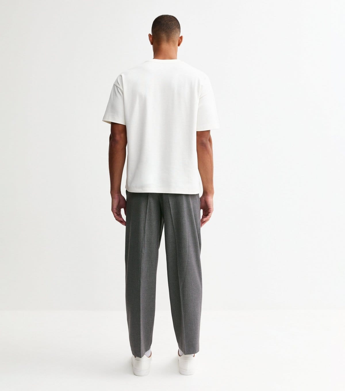 New Look Men's Black Checked Pleated Oversized Tailored Trousers New Look - 4