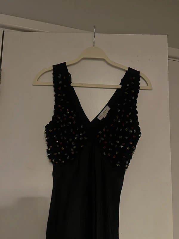 Never Fully Dressed Never Fully Dressed black satin beaded Allegra dress