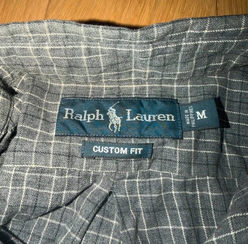 Ralph Lauren Navy Check Custom Fit Shirt | Men's Size M