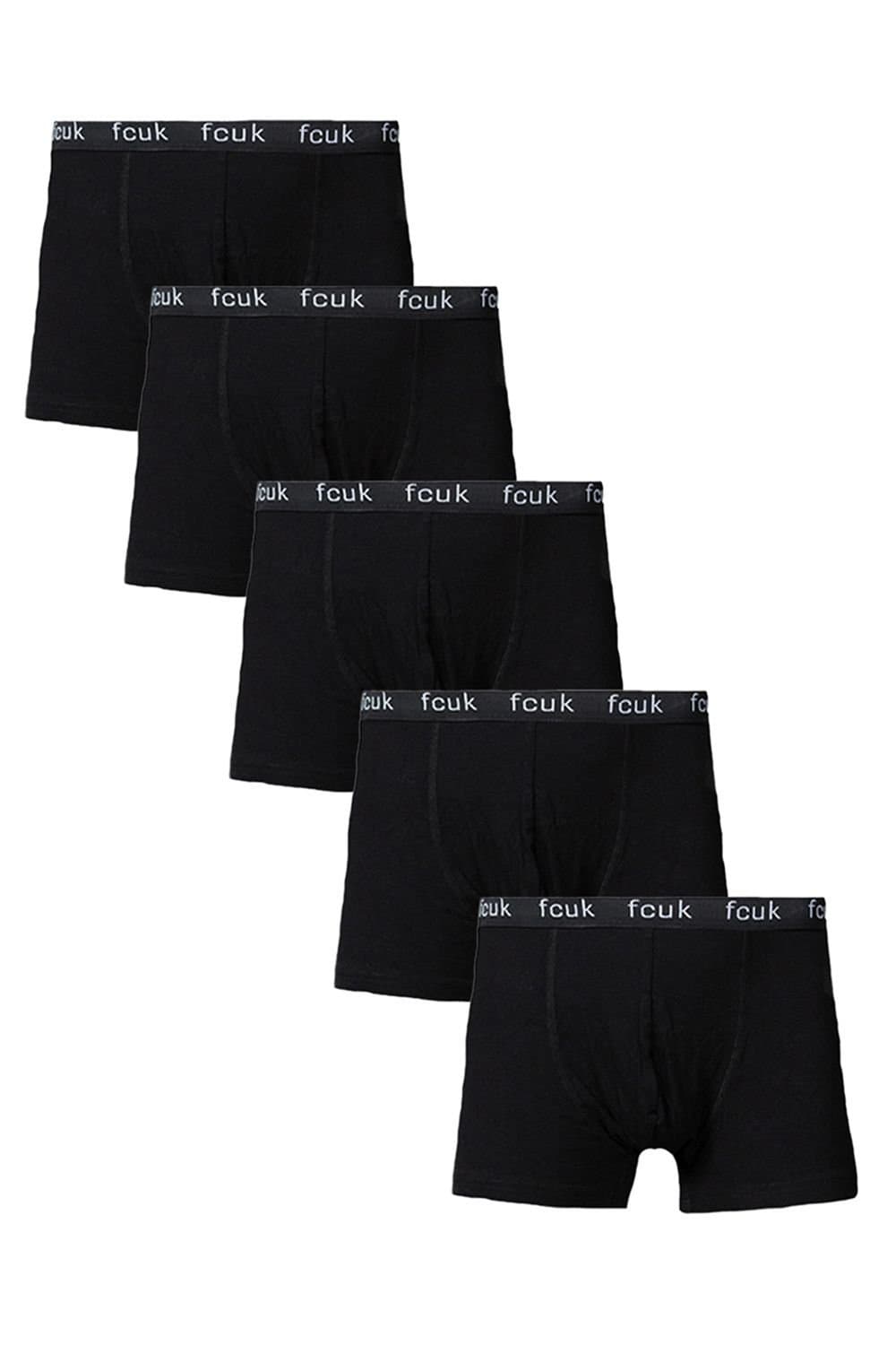 French Connection French Connection Men's 5 Pack FCUK Cotton Stretch Boxers in Black