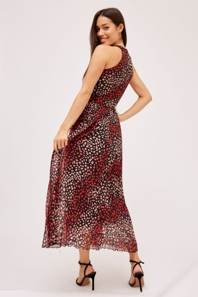 Style Cheat Style Cheat Women's Luisa Belted Pleated Heart Print Maxi Dress - 2