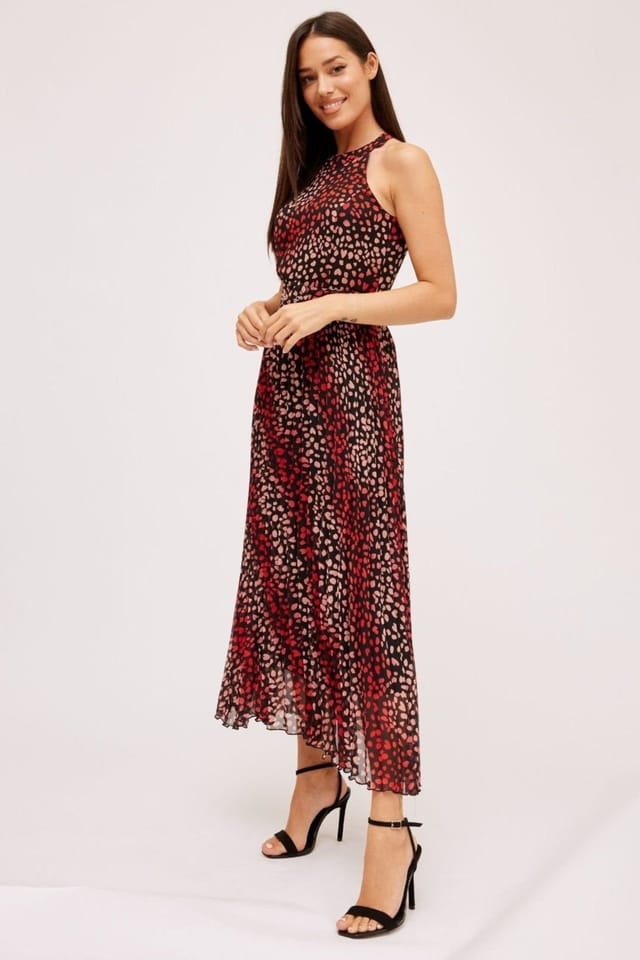 Style Cheat Style Cheat Women's Luisa Belted Pleated Heart Print Maxi Dress - 3