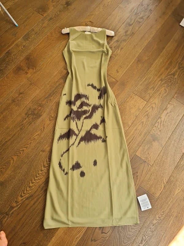 ASOS Asos green slash neck Chiffon maxi dress lined side zip  new