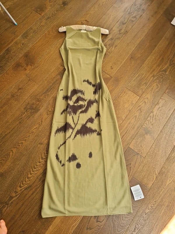 ASOS Khaki Slash Neck Chiffon Maxi Dress - New