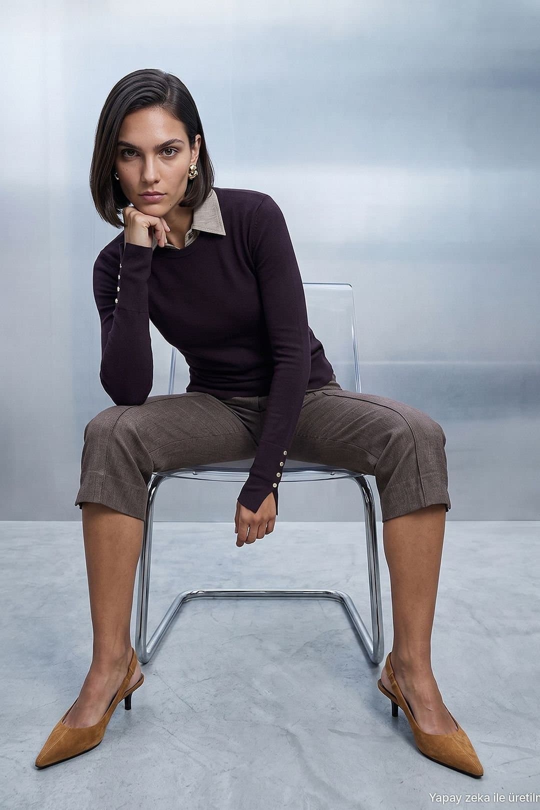 Dilvin Dilvin Women's Cotton Pants in Brown