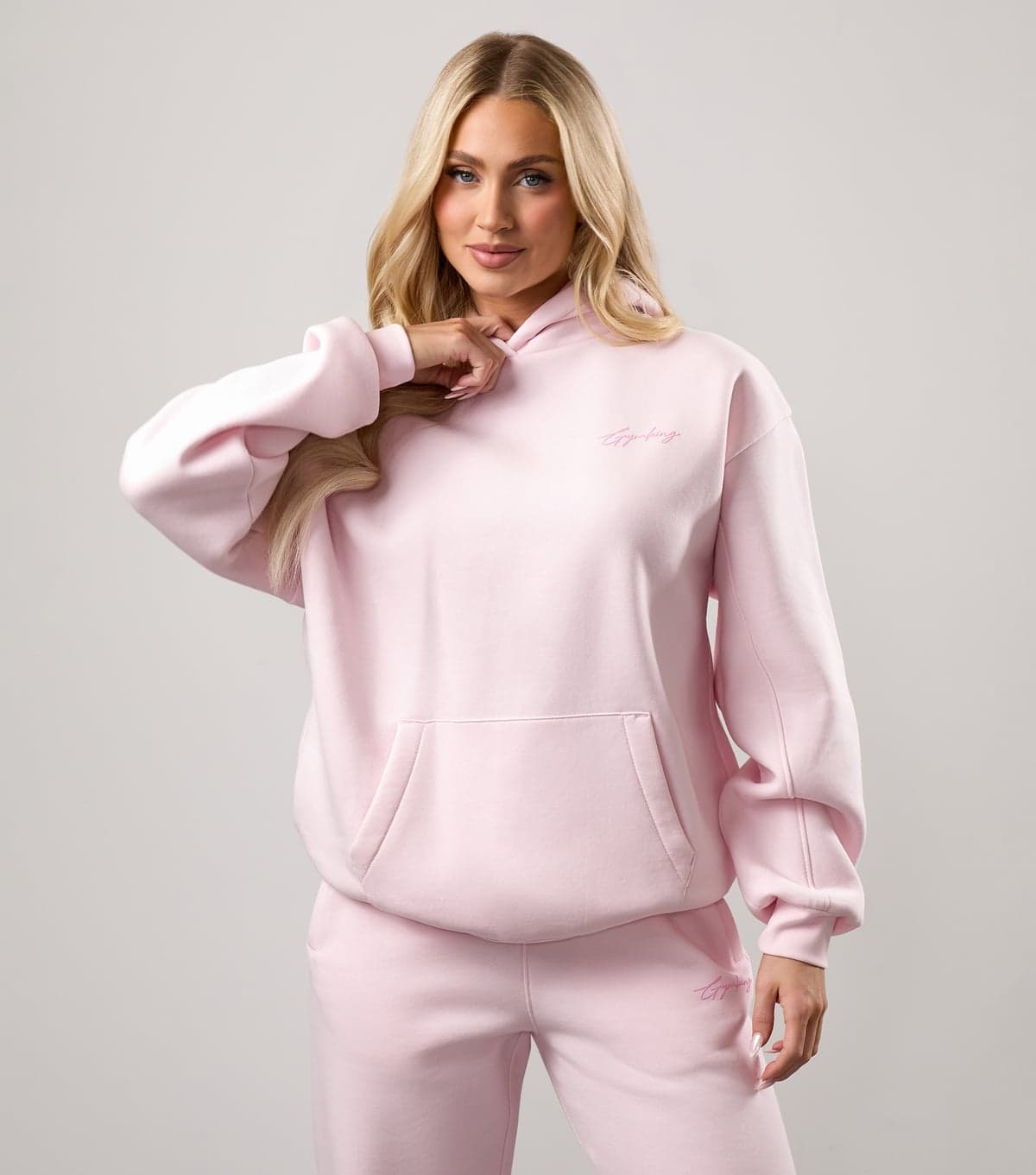 Gym King Gym King Light Pink Embroidered Logo Hoodie