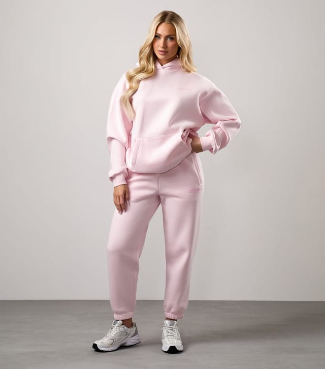 Gym King Women's Light Pink Embroidered Logo Hoodie Gym King New Look - 2