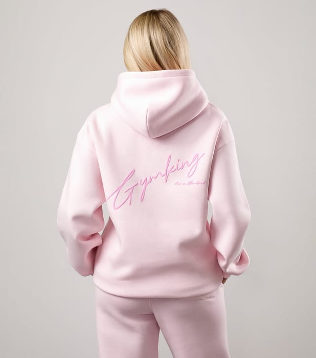 Gym King Women's Light Pink Embroidered Logo Hoodie Gym King New Look - 3