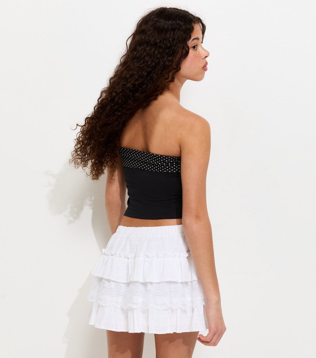 New Look Girls' Black Polka Dot Trim Bandeau Top New Look - 4