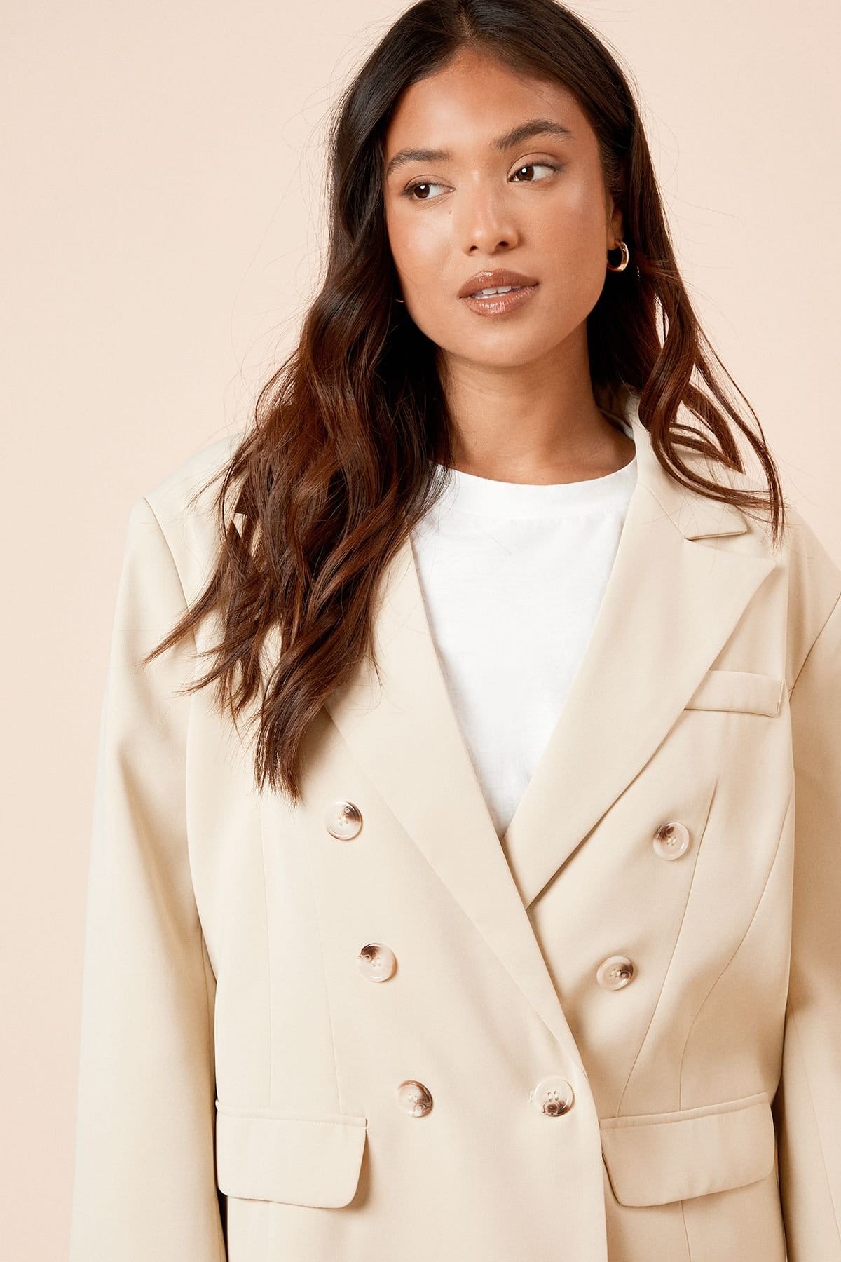 Dorothy Perkins Dorothy Perkins Women's Petite Oversized Double Breasted Blazer in Butter - 4