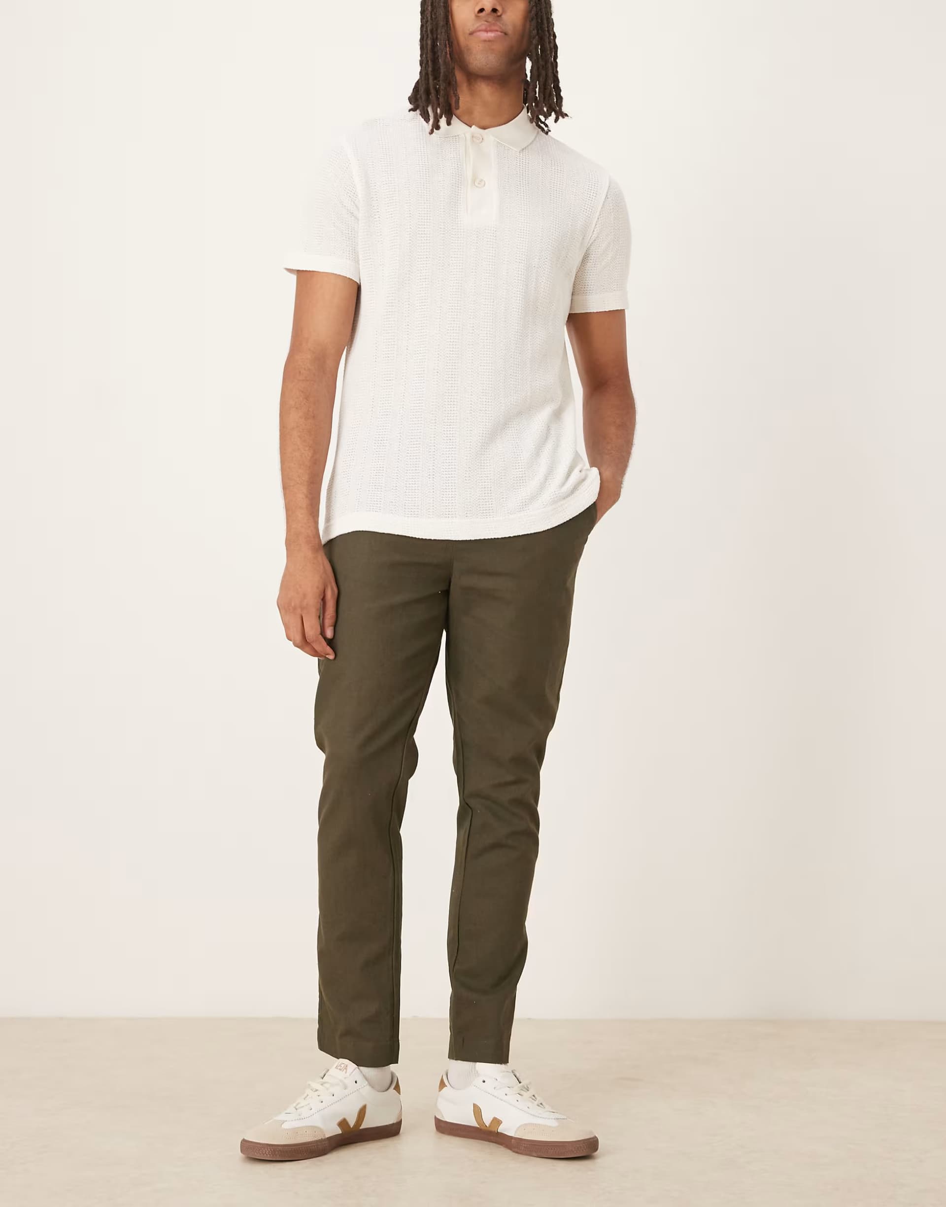 ASOS Brave Soul Relaxed fit linen blend trousers in khaki