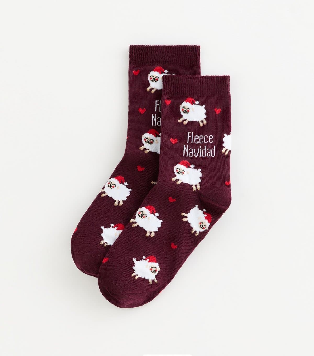 New Look New Look Dark Burgundy Fleece Navidad Ankle Socks