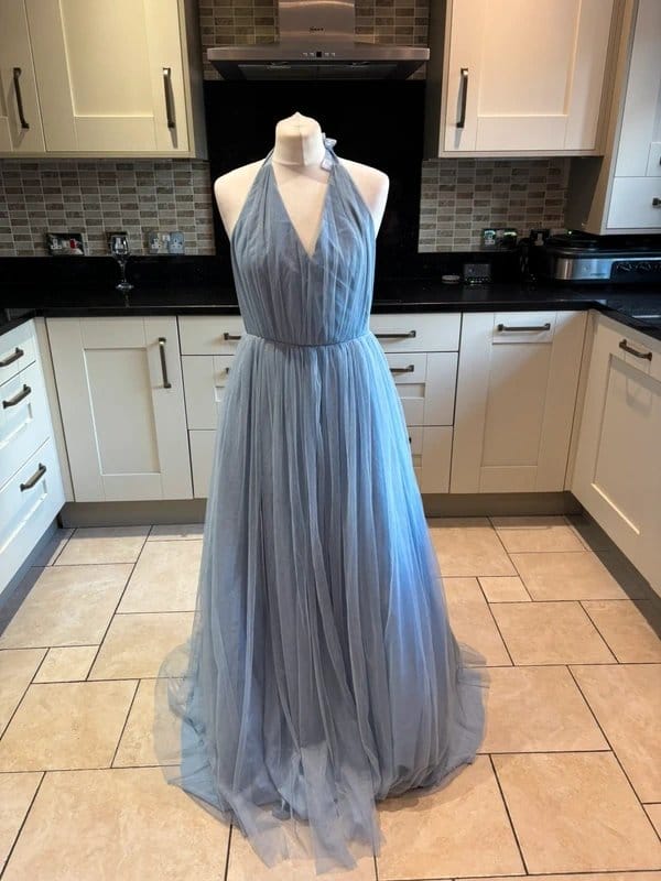 ASOS Light Blue Tulle Evening Dress - Size 12
