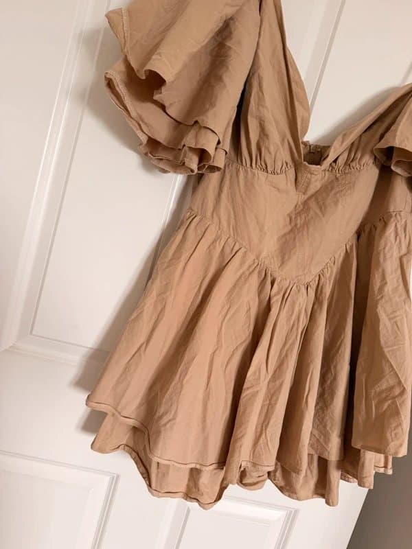 ASOS Asos Luxe One Shoulder Cotton Dress With Corset Detail And Ruffles Size 16