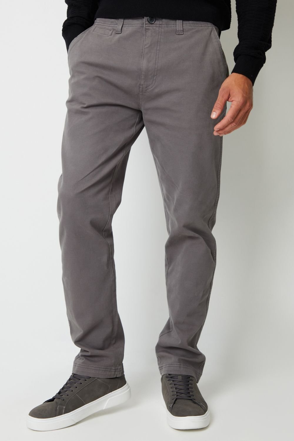 Threadbare Threadbare Men's 'Ravello' Straight Leg Canvas Trousers With Stretch in Dark Grey - 2