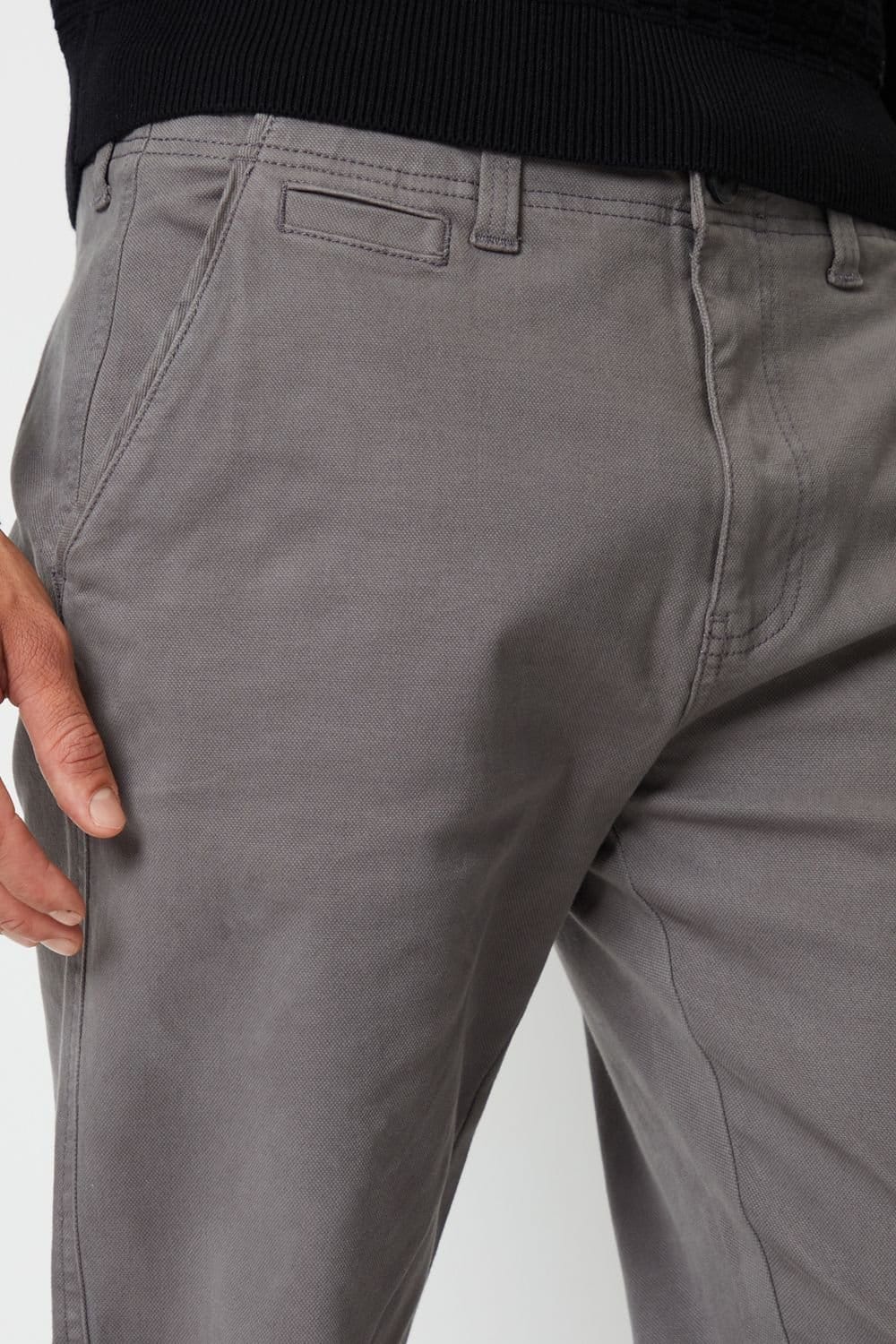 Threadbare Threadbare Men's 'Ravello' Straight Leg Canvas Trousers With Stretch in Dark Grey - 4